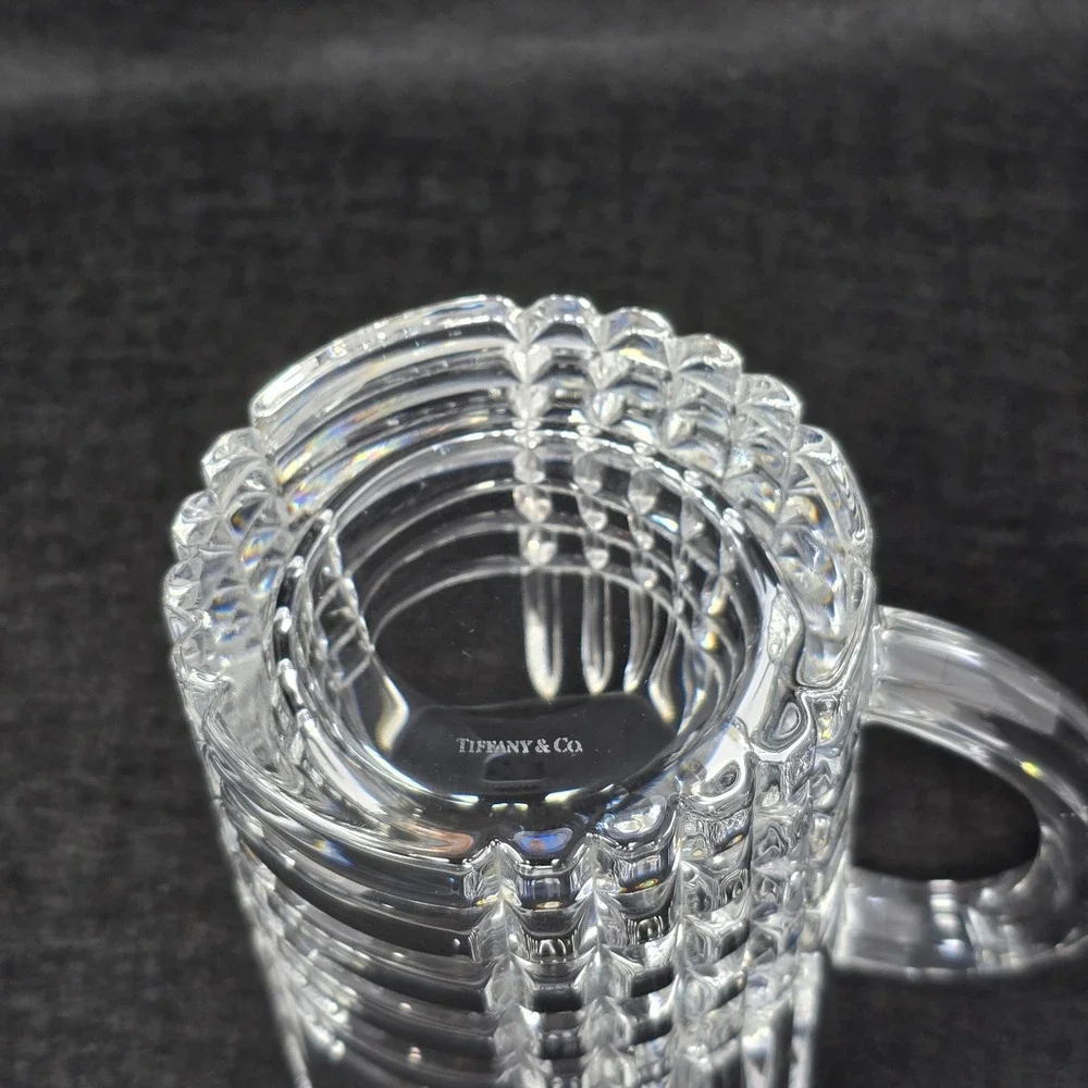 Tiffany & Co Crystal Plaid Beer Mug Stein Clear Cut Glass 16 oz
